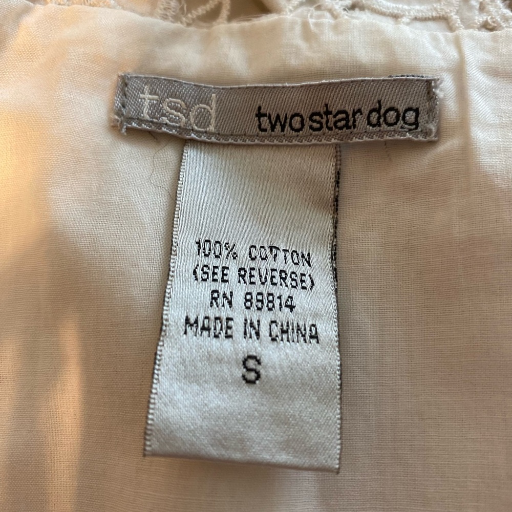 TSD Two Star Dog - Cream color floral pattern midi dress & embroidery decor, S - Picture 8 of 9